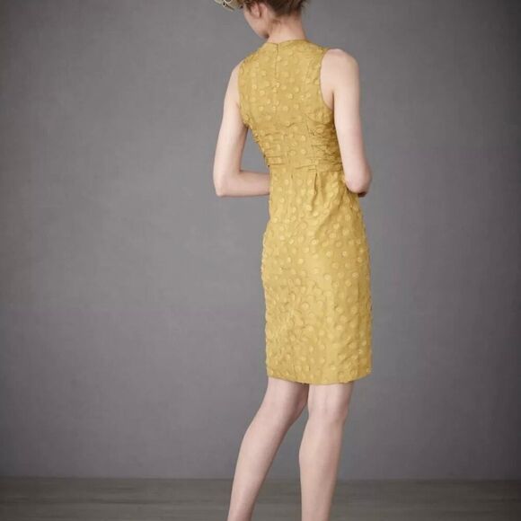 New Quillaree BHLDN x Anthropologie Yellow Silk Tethered Dot Dress 0 - Picture 7 of 11